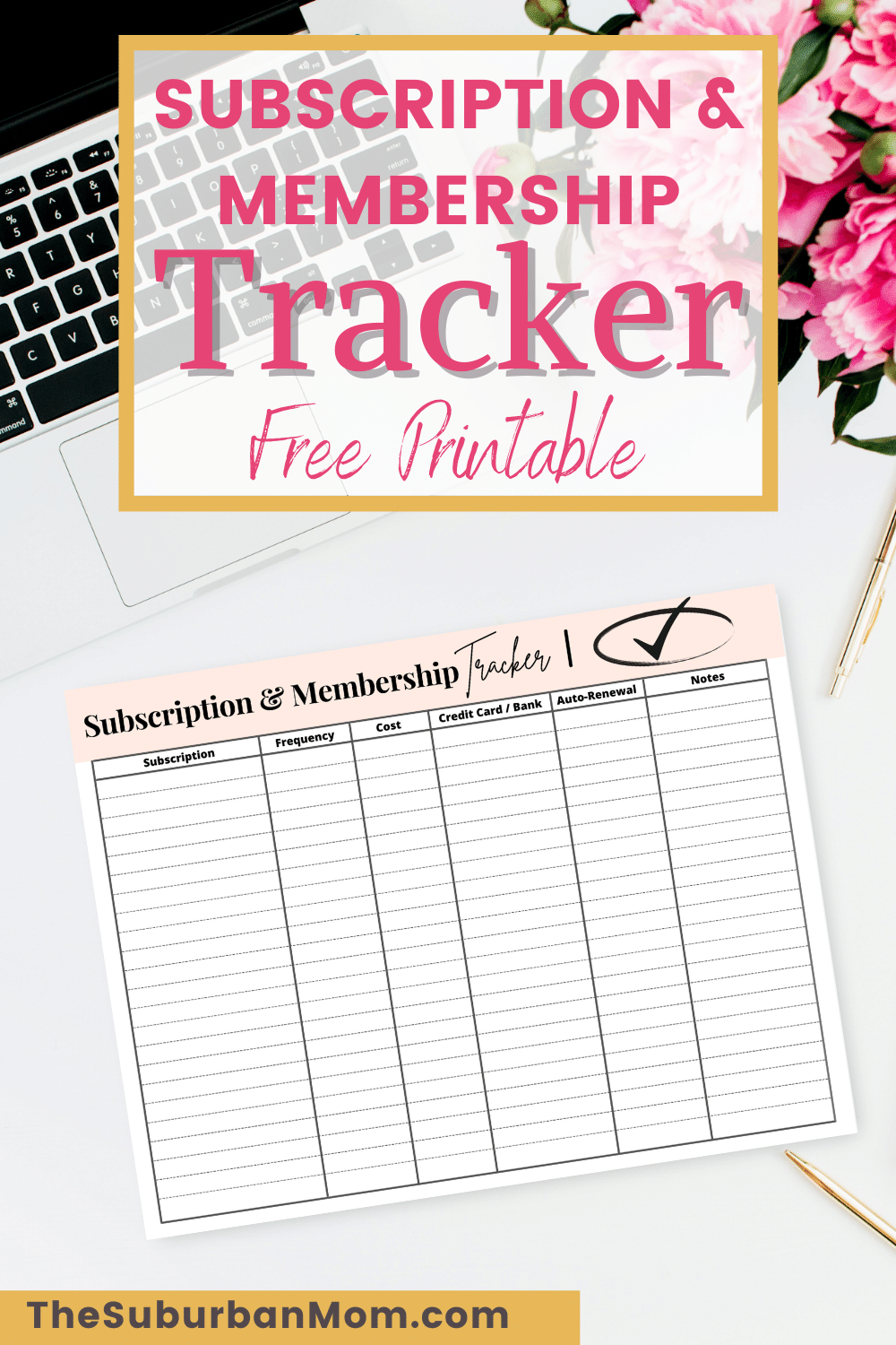 free printable subscription and membership tracker - the suburban mom